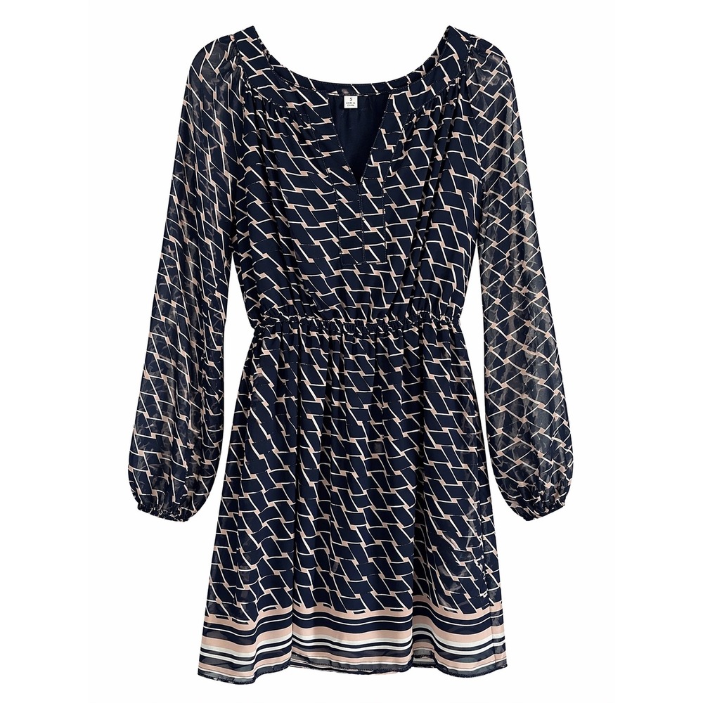 Max Studio Navy Geo Print Dress – Size Small
